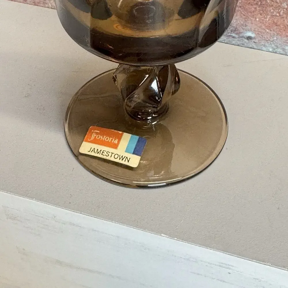 Vintage Fostoria Jamestown Smoke Brown Swirl Water Wine Glass Goblet Replacement